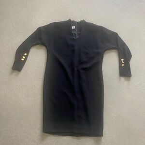 JONES NEW YORK DRESS shift mod dress w/ high collar black size 8 petite